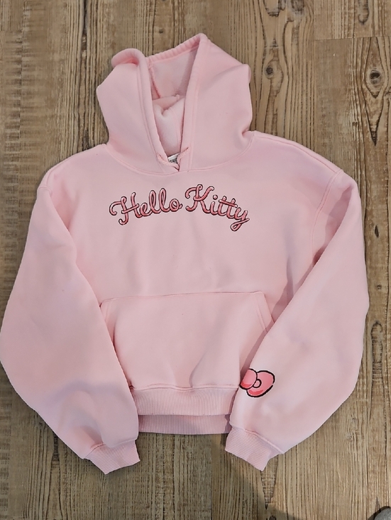 Hello Kitty Tops - Hello Kitty Light Pink Cropped Hoodie